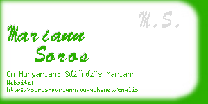 mariann soros business card